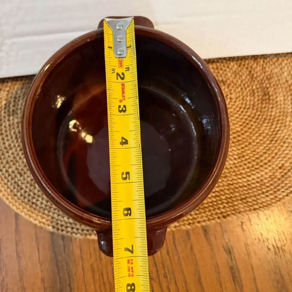 Vintage West Bend Brown Stoneware Oven Bean Pot Crock 2 Qt USA Farmhouse